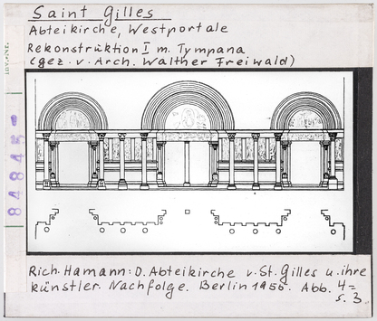 Vorschaubild Saint-Gilles-du-Gard: Abteikirche, Westportale Rekonstruktion I mit Tympana von Walther Freiwald 